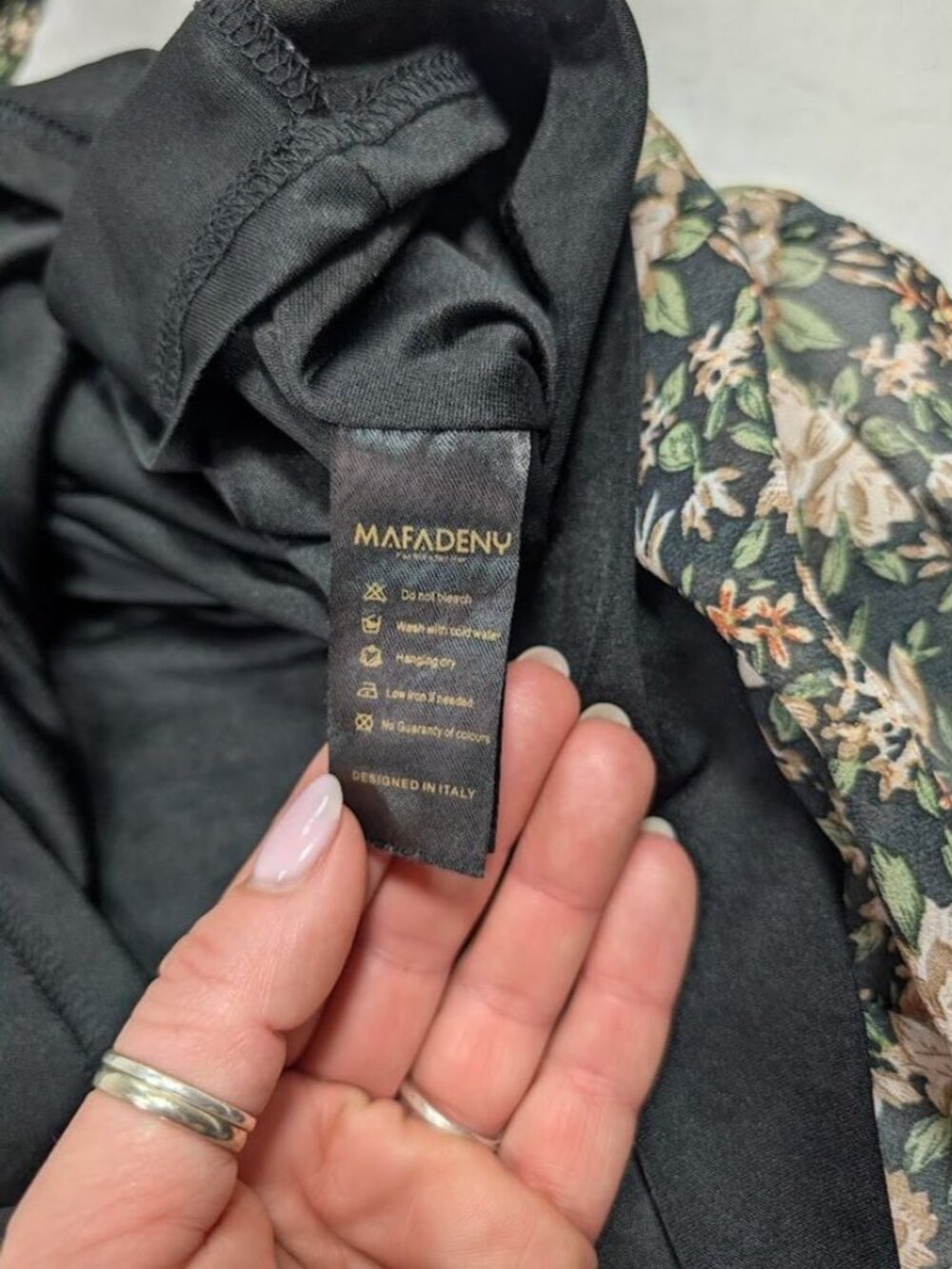 Mafadeny women's size Medium black floral off the shoulder short dress B18 - Picture 5 of 8